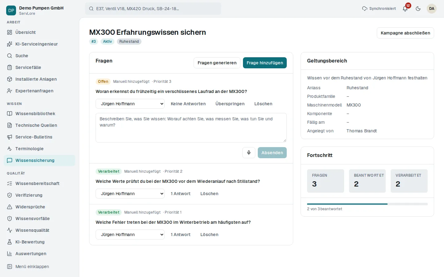 Kampagne zur Wissenssicherung