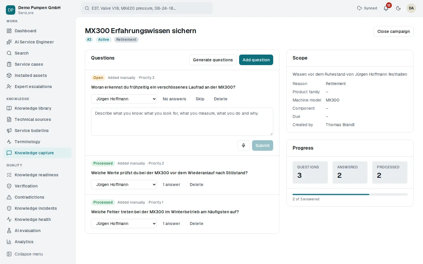Knowledge capture campaign